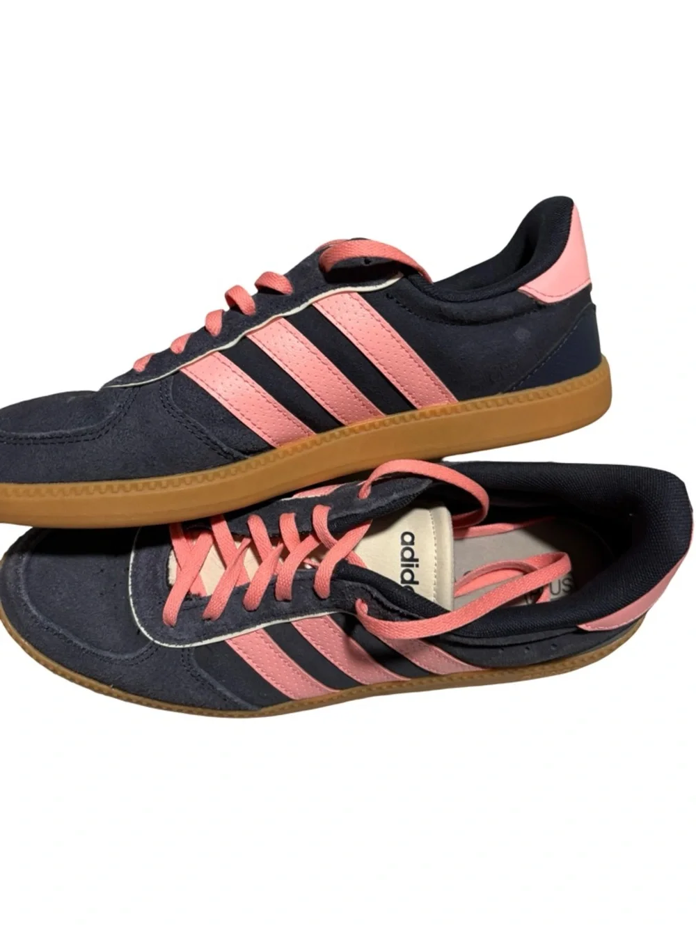 Adidas VL Court 2.0 Navy Blue Pink Gum Sole Sneakers Women's